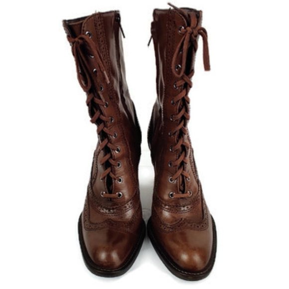 Mariana II Brown Lace Up Wing Tip Boots. Size: 5.5 - Picture 2 of 10